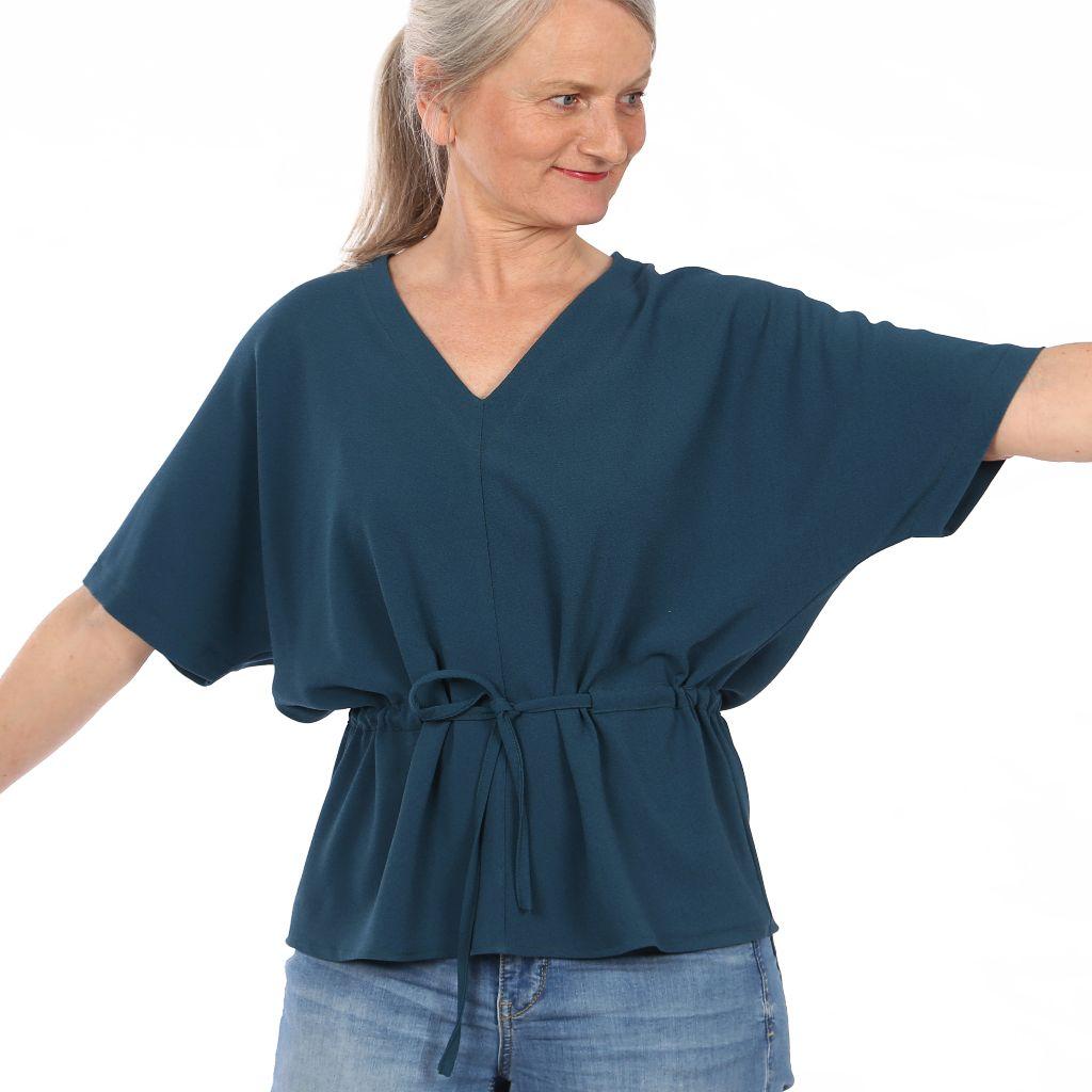 Papierschnittmuster Bluse mit Gürtelband Frau Yuuka XS-XXL